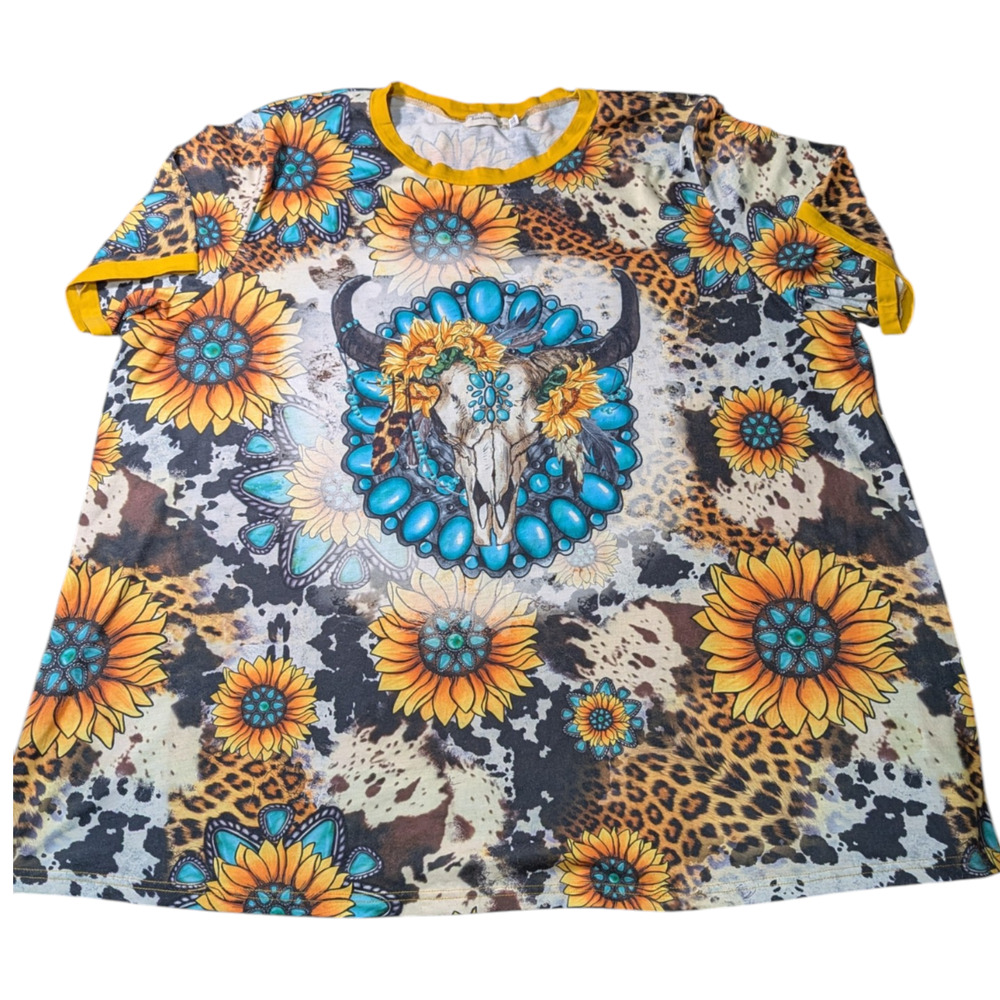 Southern Stitch - Size 3XL - Western Design Cow Skull & Flowers-Great Condition